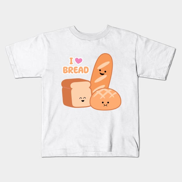 I Love Bread | by queenie's cards Kids T-Shirt by queenie's cards